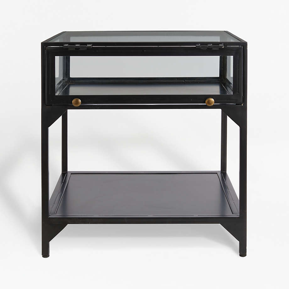 Ventana Black Glass Display End Table with Shelf + Reviews Crate & Barrel