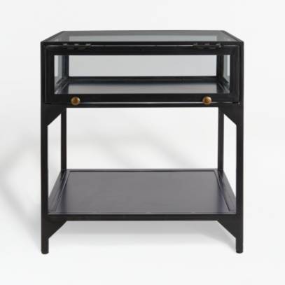 Indica Giftig Onverbiddelijk Ventana Black Glass Display End Table with Shelf + Reviews | Crate & Barrel