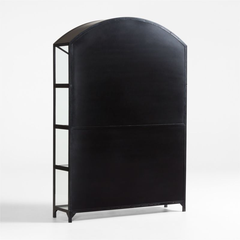 Ventana Wide Black Glass and Metal Display Storage Cabinet