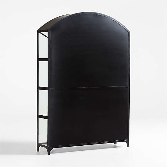 Ventana Wide Black Glass and Metal Display Storage Cabinet