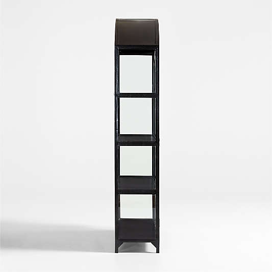 Ventana Wide Black Glass and Metal Display Storage Cabinet