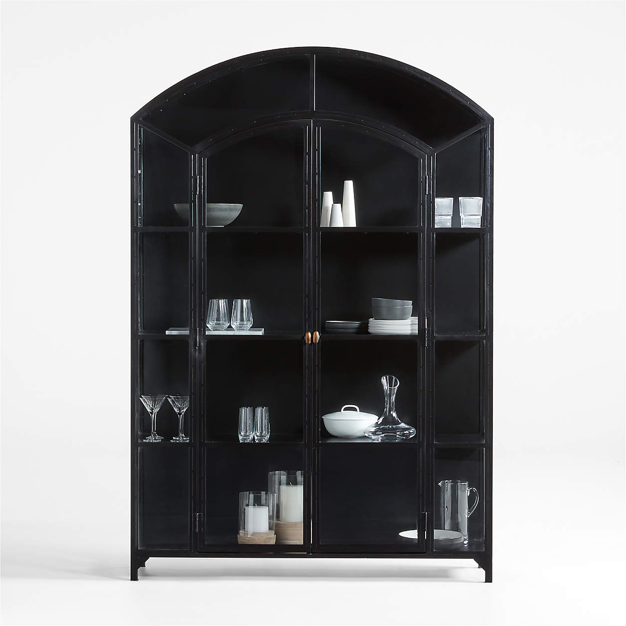 ventana wide black glass and metal display storage cabinet weight