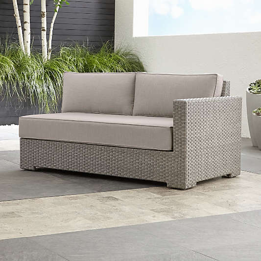 VVentura Quartz Modular Right Arm Loveseat with Silver Sunbrella ® Cushions