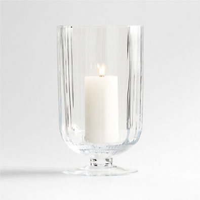 View Venus Fluted Glass Hurricane Candle Holder 12.5" details
