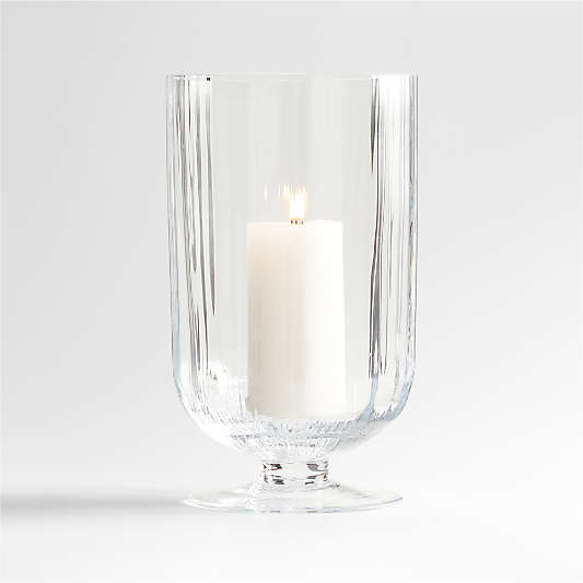 Venus Fluted Glass Hurricane Candle Holder 12.5"