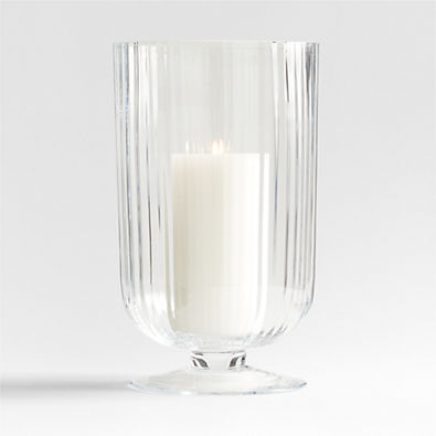 View Venus Fluted Glass Hurricane Candle Holder 15" details