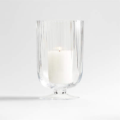 Venus Fluted Glass Hurricane Candle Holder 9.5"