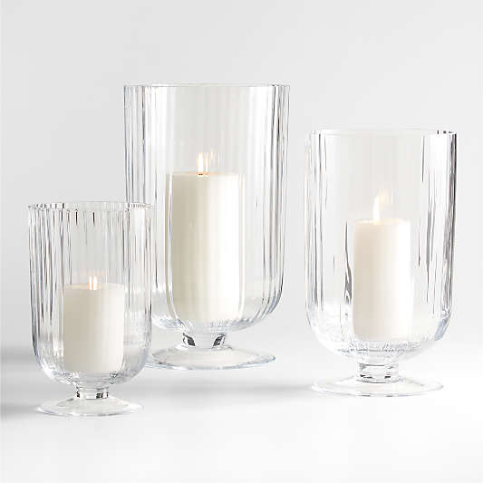 Venus Fluted Glass Hurricane Candle Holders