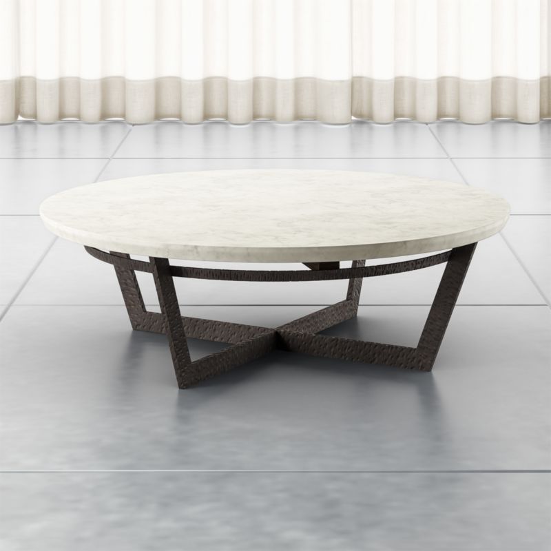 Verdad White Marble and Iron 48" Round Coffee Table