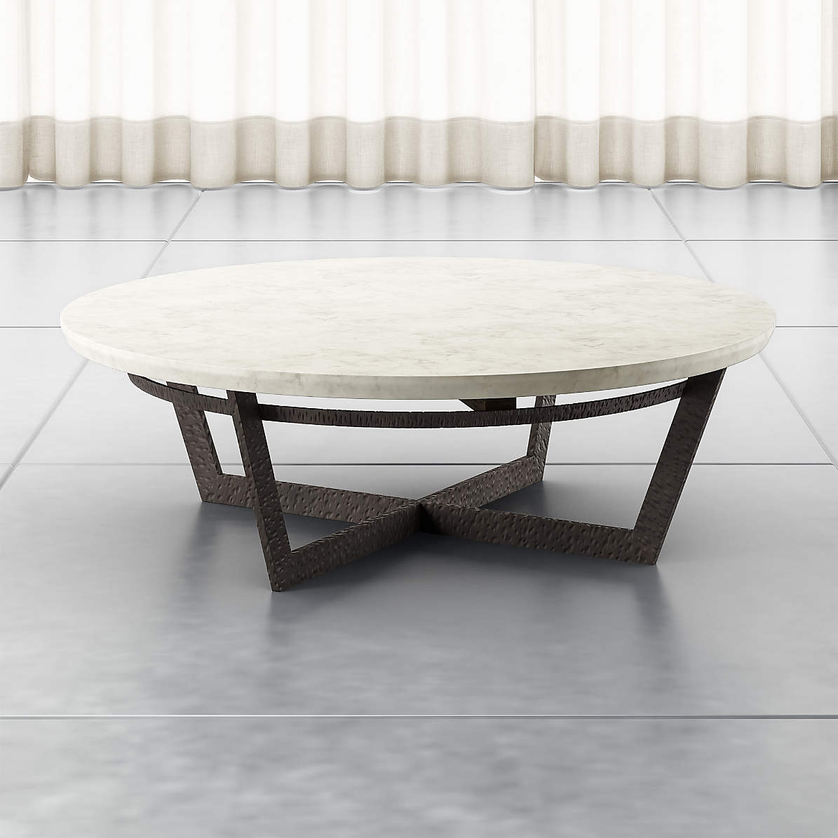 Verdad Round White Marble Coffee Table, Round White Side Table With Storage