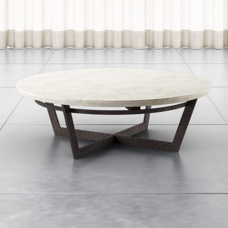 Verdad White Marble and Iron 48" Round Coffee Table