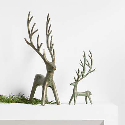 Antique Green Verdigris Holiday Reindeers