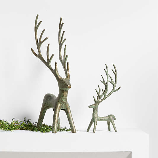 Antique Green Verdigris Holiday Reindeers