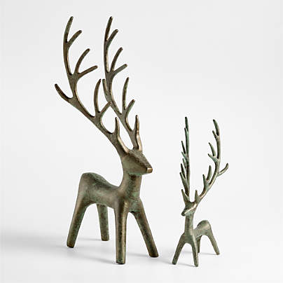 Antique Green Verdigris Holiday Reindeers