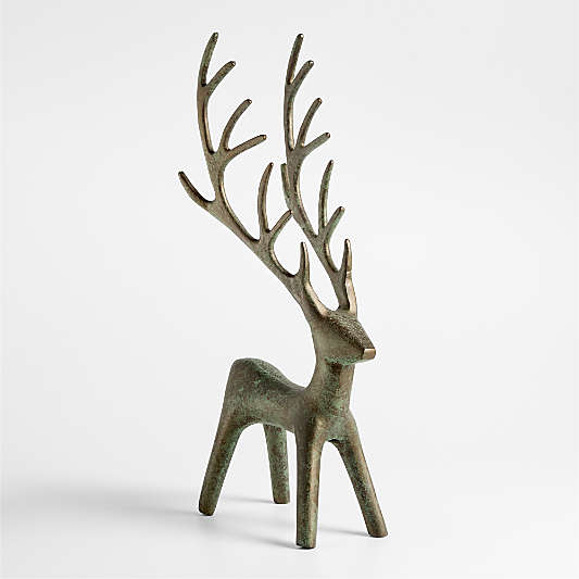 Antique Green Verdigris Holiday Reindeer Large 22"