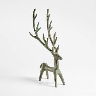 Antique Green Verdigris Holiday Reindeer Small 13"