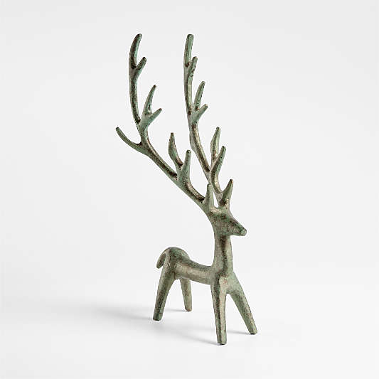 Antique Green Verdigris Holiday Reindeer Small 13"