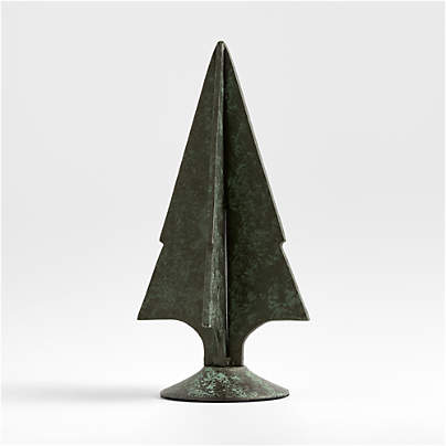Green Verdigris Metal Holiday Tree Large 14"