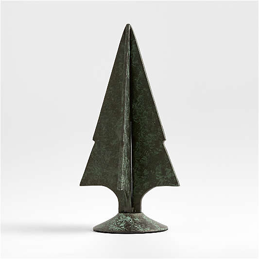 Green Verdigris Metal Holiday Tree Large 14"