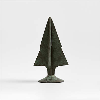 Green Verdigris Metal Holiday Tree Small 11"