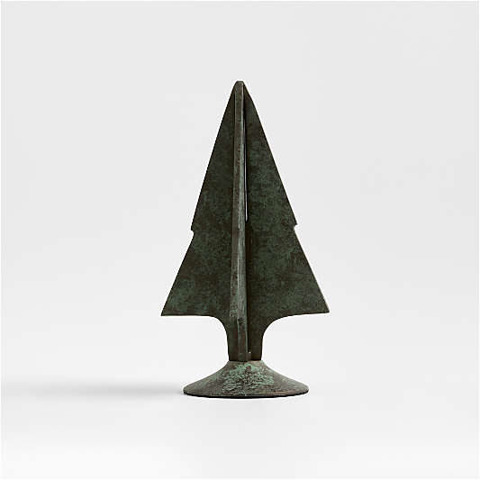 Green Verdigris Metal Holiday Tree Small 11"