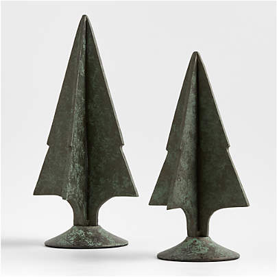 Green Verdigris Metal Holiday Trees