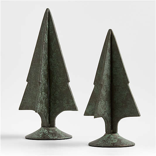 Green Verdigris Metal Holiday Trees