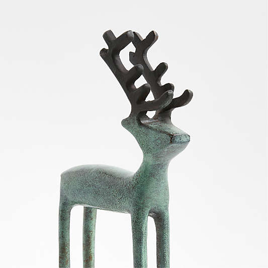 Green Verdigris Holiday Reindeer Decorations