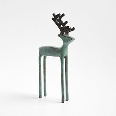 View Green Verdigris Holiday Reindeer Decoration 10.5" details