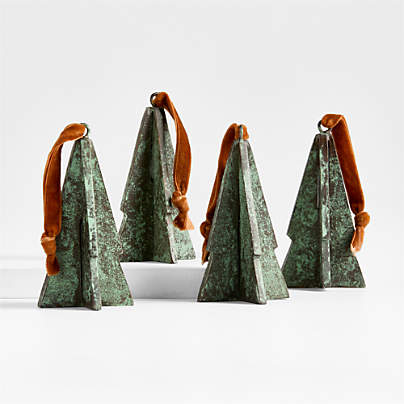Verdigris Tree Christmas Tree Ornament, Set of 4