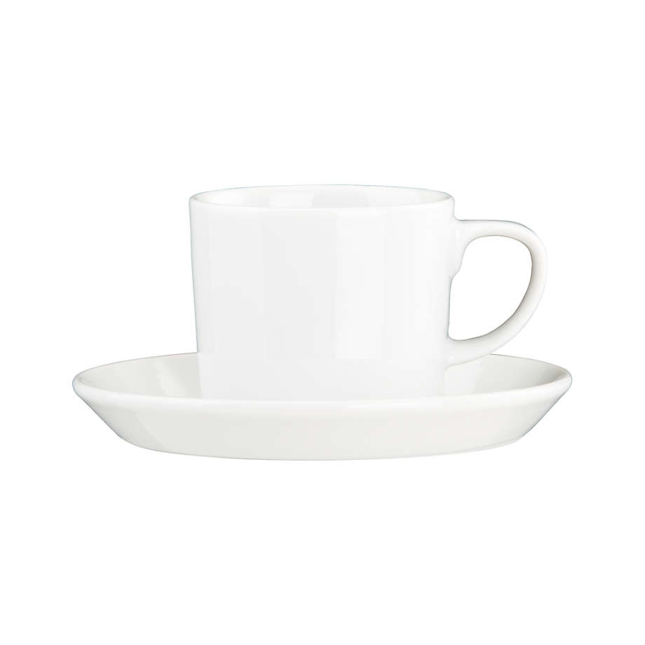 4oz. Espresso Cups Set of 4 With Matching Saucers - Premium White