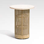 View Vernet Travertine Cane Round End Table - image 1 of 13