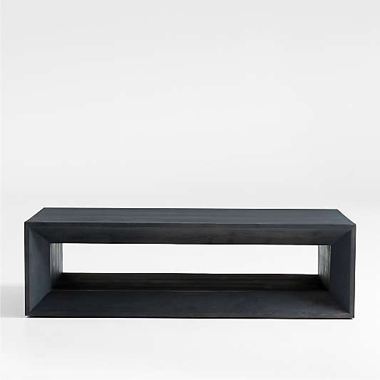 Vernon Ebonized Pine Wood 56" Rectangular Coffee Table with Shelf