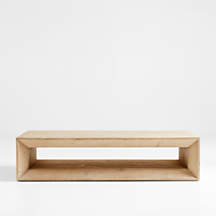 Vernon Natural Pine Wood 68" Rectangular Coffee Table with Shelf + Reviews | Crate & Barrel