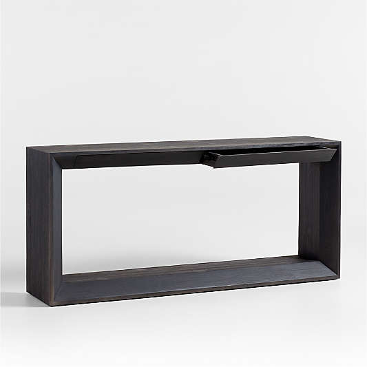 Vernon 72" Rectangular Ebonized Pine Wood Storage Console Table