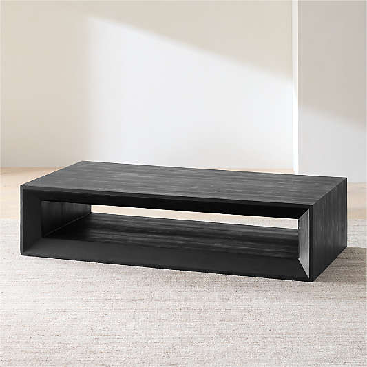 Vernon Ebonized Pine Wood Rectangular Coffee Table (56"-68")