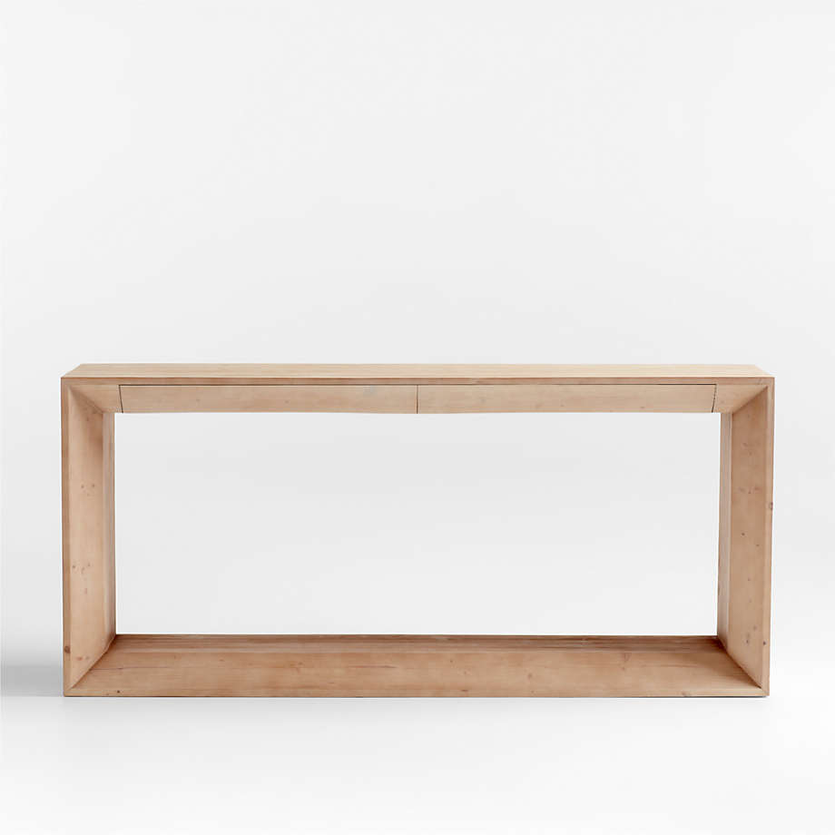 Vernon 72" Rectangular Natural Pine Wood Storage Console Table ...