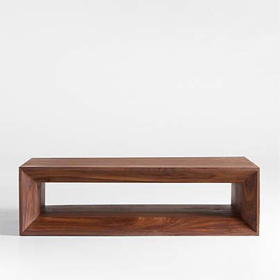 Vernon Walnut Wood 56" Rectangular Coffee Table with Shelf