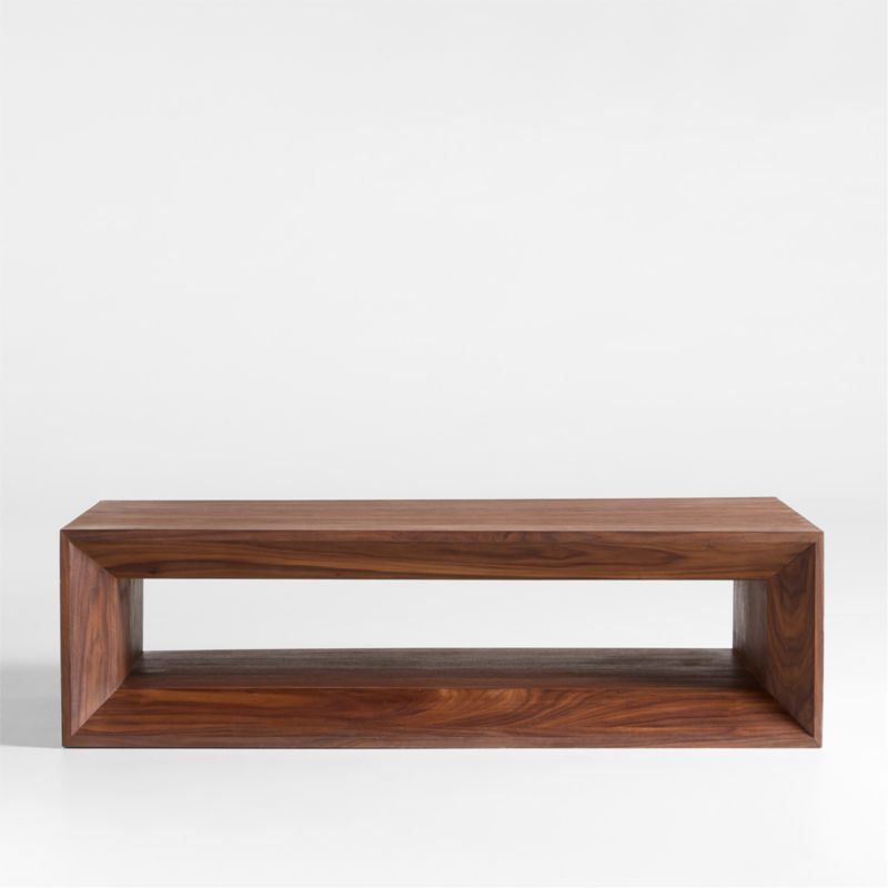 Vernon Walnut Wood 56" Rectangular Coffee Table with Shelf