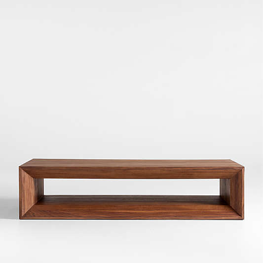 Vernon Walnut Wood 68" Rectangular Coffee Table with Shelf