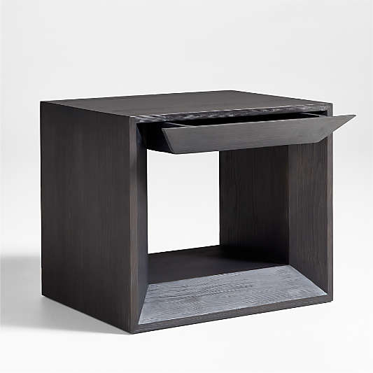 Vernon Ebonized Wood Side Table with Drawer