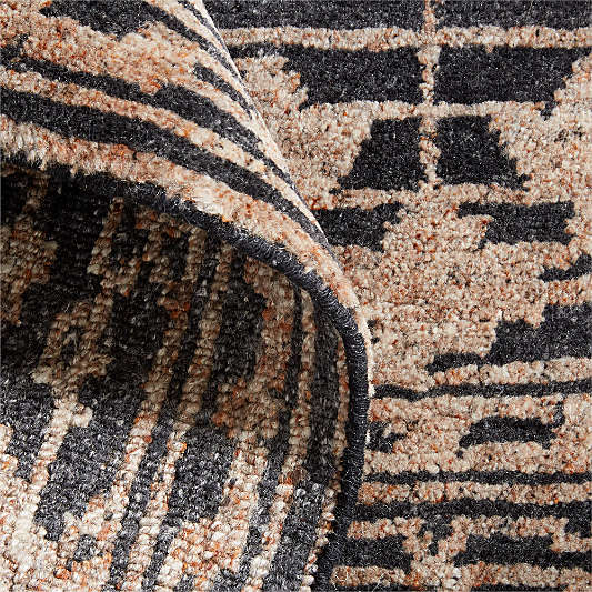 Verona Wool Hand-Knotted Black Rug Swatch 12"x18"