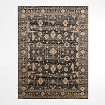 Verona Wool Hand-Knotted Black Area Rug 10'x14' + Reviews | Crate & Barrel