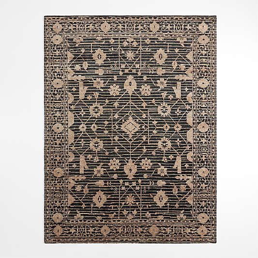 Verona Wool Hand-Knotted Black Area Rug 6'x9'