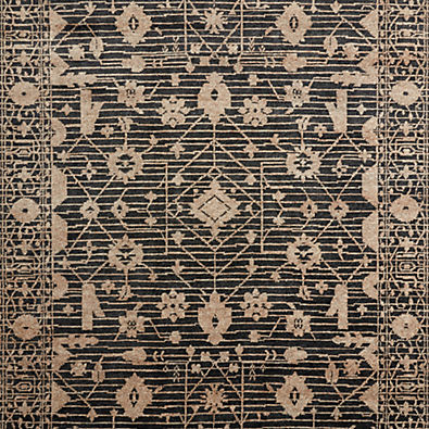 View Verona Wool Hand-Knotted Black Rug Swatch 12"x18" details