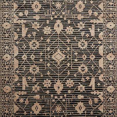 Verona Wool Hand-Knotted Black Area Rug 8'x10'