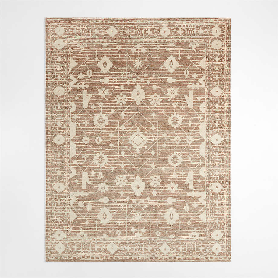 Verona Wool HandKnotted Rust Area Rug 9'x12' Crate & Barrel