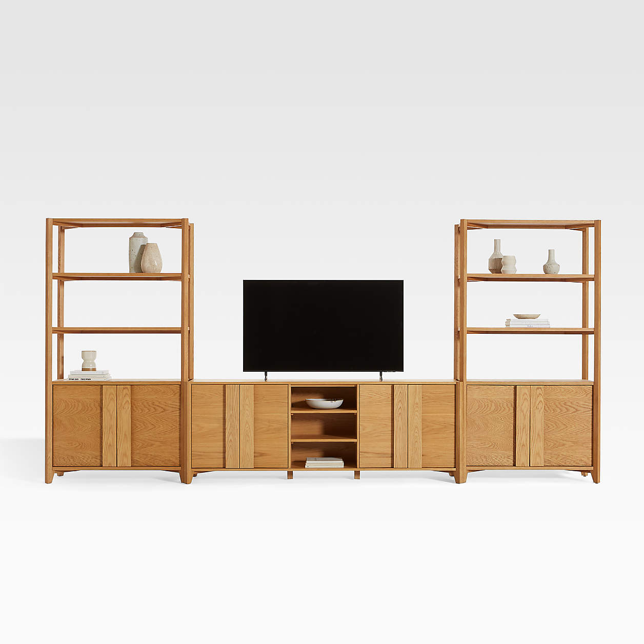 Vertex Natural 82 Media Consoletv Stand With Storage And Closed