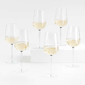 Set of 4 White Pearl Wine Glasses, 14oz