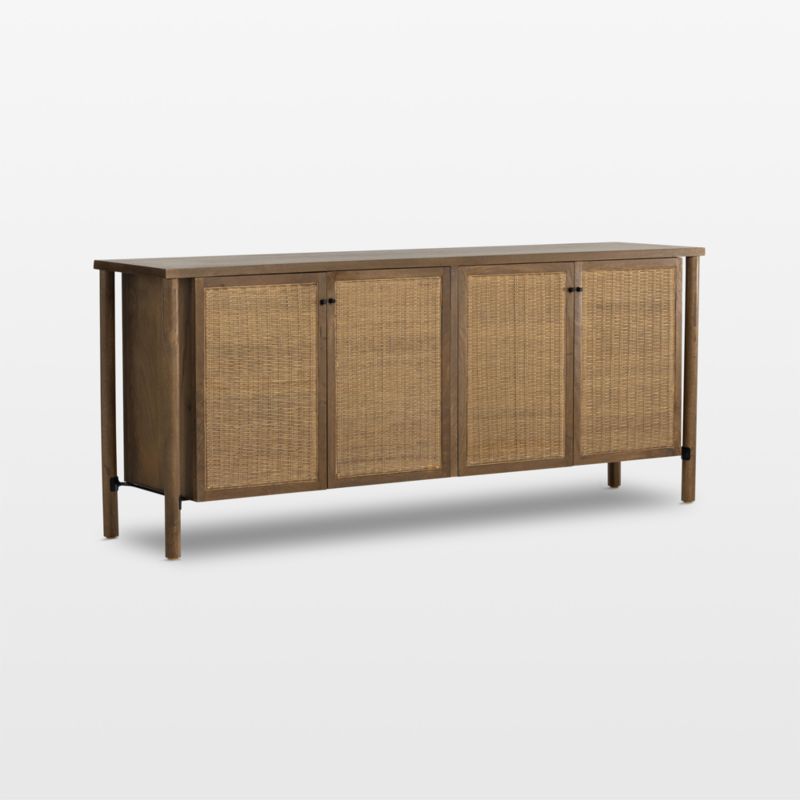 Veta 74" Taupe Cane and Wood Credenza - image 5 of 11